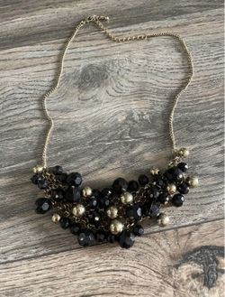 NEW Beaded Necklace: Black And Gold