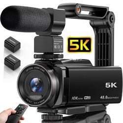 5K Video Camera Camcorder, 10X Optical Zoom 48MP UHD 30FPS Vlogging Camera for YouTube, Photography Recorder Camera with 270° 3" Rotation Screen, Micr