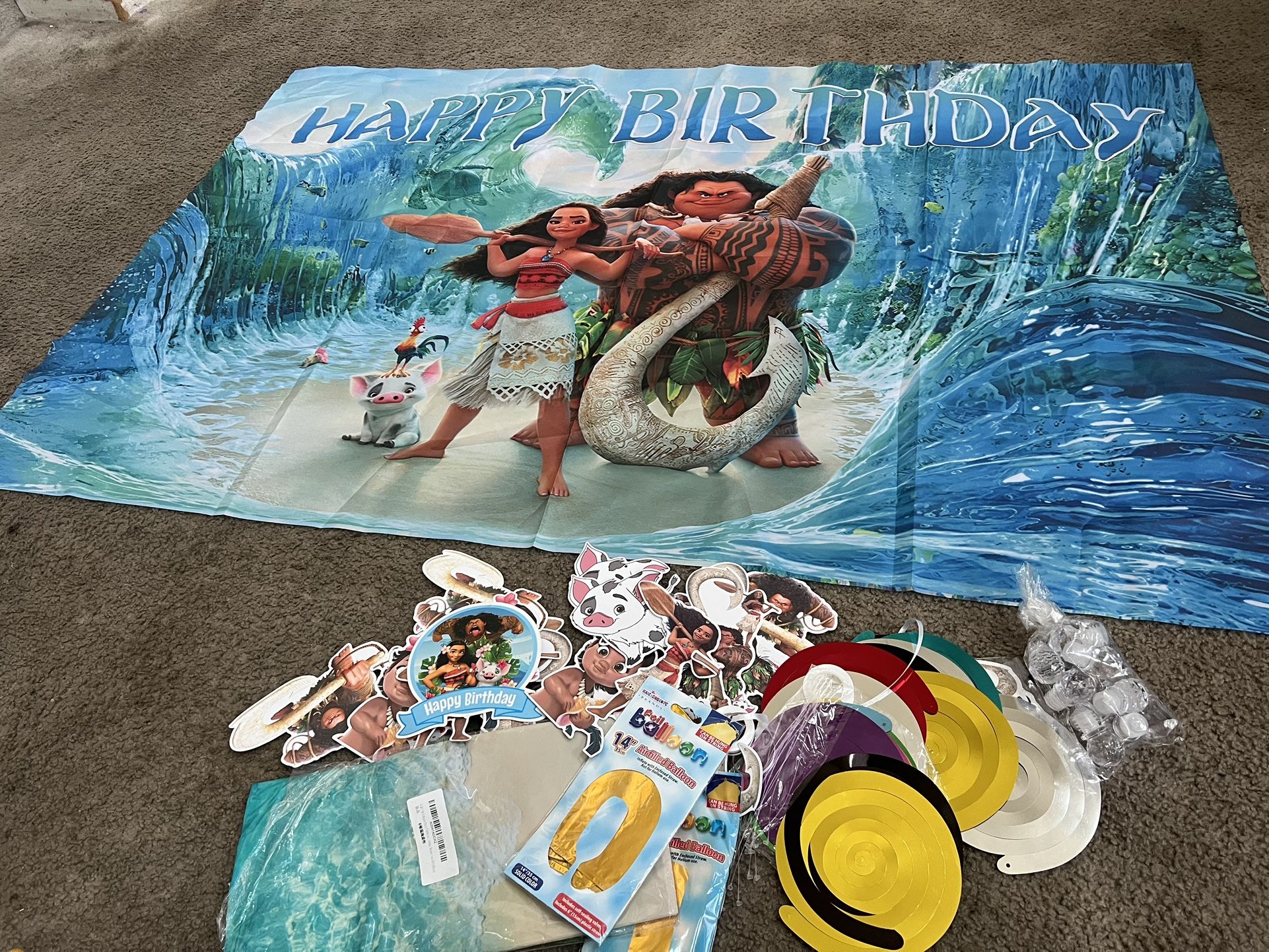 Moana Bday Banner And Decor