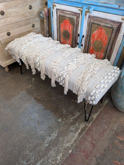 Shaggy upholstered bench