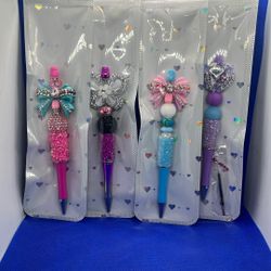  Ink Pens With Silicone Beads, Glass Beads