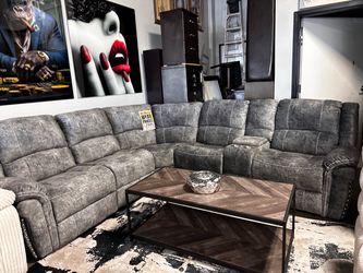 Stunning velvet reclining sectional! 🚨🔥 Easy Financing!