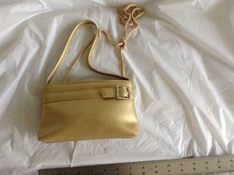 Ladies gold colored clutch purse.