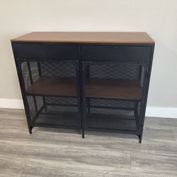 Metal Bar/Cabinet With Wooden Top