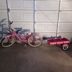 Pink Micargi 7sp Beach Cruiser (Ladies) With Trailer
