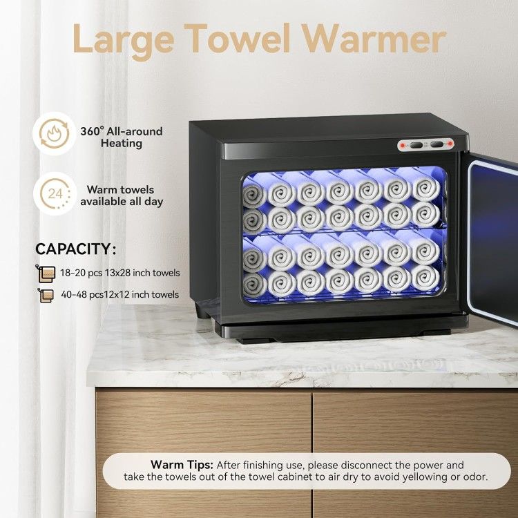 Hot Towel Warmer for Spa, Large 2-in-1 Spa Towel Warmers for Facials Esthetician, Towel Warmer Cabinet Towel Heater for Barber, Salon(Black)