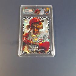Elly De La Cruz Slab Zebra Cracked Ice REFRACTOR Original Art Novelty Card 
