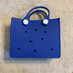 🌟 New Blue Rubber Waterproof Beach Bag, Short Handles, Comfortable To Carry
