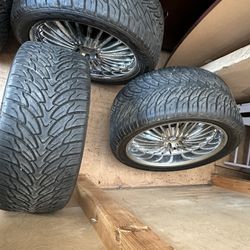 (2) AZ800 Tires 275/40ZR20 10”w & (2) AZ800 Tires 315/35ZR20 12”w  w/ Beyern Rims Bolt Pattern 5x120