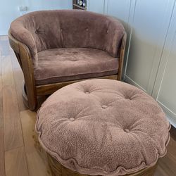 Vintage mid century modern circular chair and ottoman