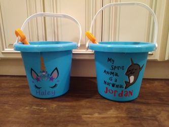Personalized sand buckets $12
