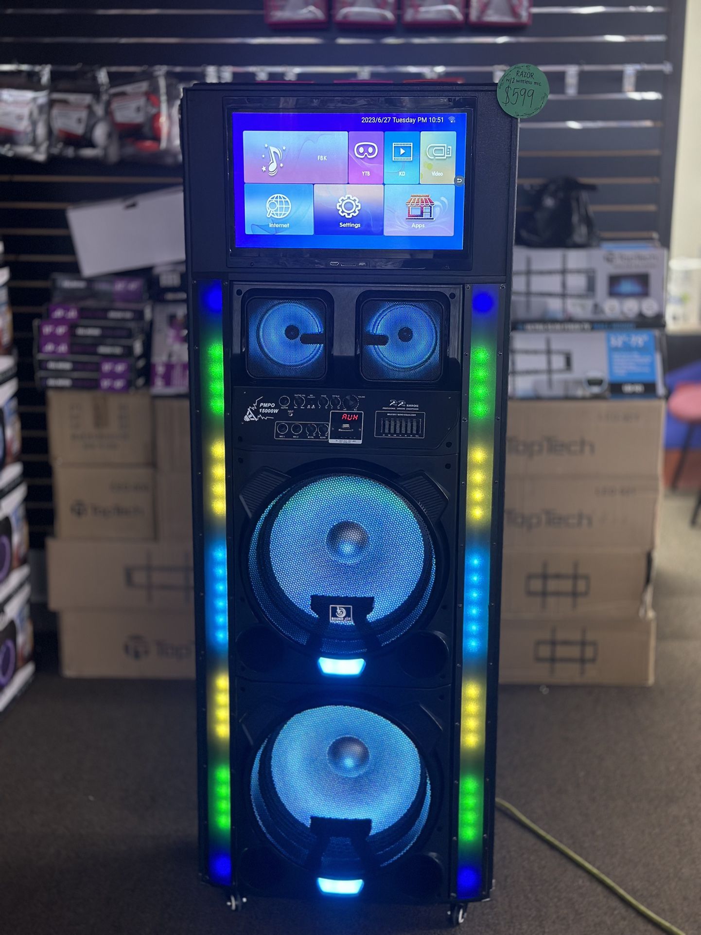 Touch Screen Karaoke Party Speaker With 2 Microphones