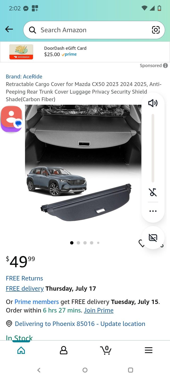 Retractable Cargo Cover For Mazda