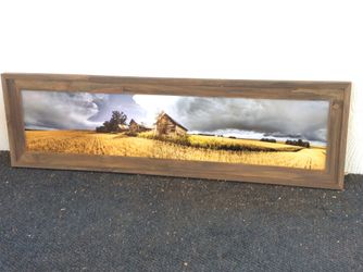 Framed panoramic landscape photo Barnwood frame