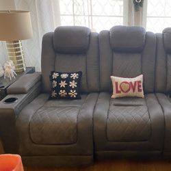 Reclining Sofa & Loveseat Set with Console & Cup Holders