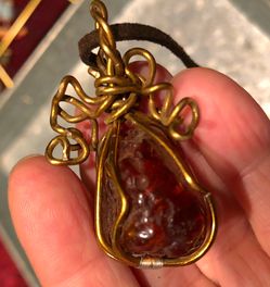 Stunning amber pendant on leather necklace