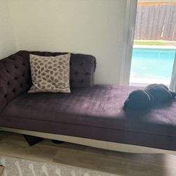 Purple Tufted Chaise Lounge Couch