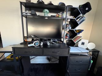 Black Desk with 2 side tables