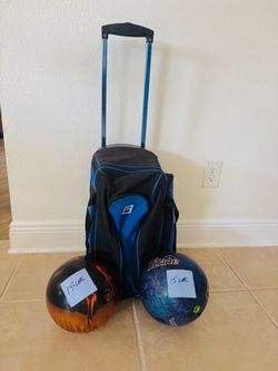 2-Ball Bowling Set with Wheeled Bag – 13lb Brunswick Rhino & 15lb TZone