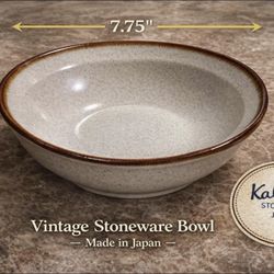 Vintage Kaleido Stoneware Bowl Japan – 7.75” Rustic Speckled Ceramic Dish
