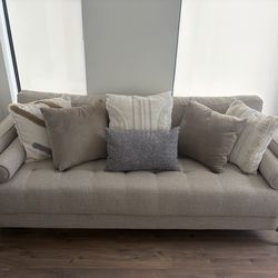 StyleWell Goodwin Mid-Century Modern Sofa 75.6" Sand Beige Good Cond