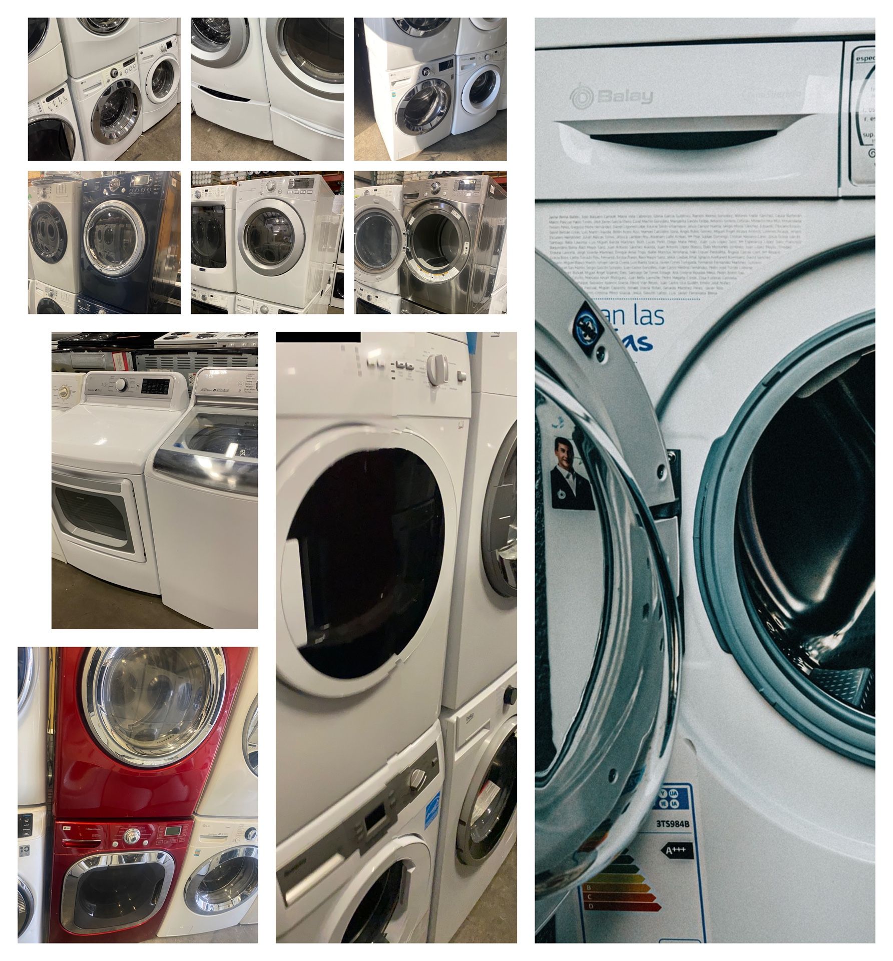 DRYER WASHER SETS ELECTRIC GAS TOP FRONT LOADS WARRANTY ATTACHMENTS DELIVERY 