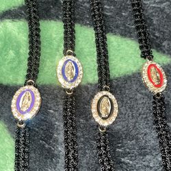 The Virgin Mary | Guadalupe | Adjustable Mexican Bracelet : Black & Gold