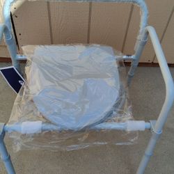 Brand New! Drive Medical Folding Deep Seat Bedside Steel Commode, Grey