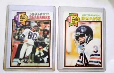 Vintage 1979 Topps Steve Largent & Walter Payton Football Cards