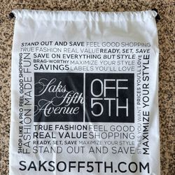 Saks Fifth Avenue Off 5th Drawstring Dust Bag White Shoe Storage Travel Pouch