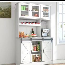 71" Kitchen Pantry Cabinet with Charging Station