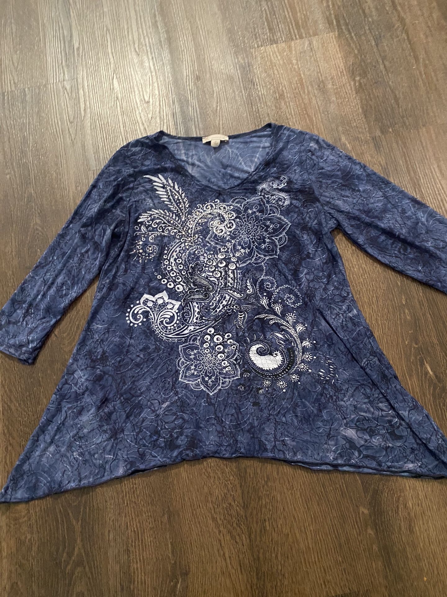 Womans Blue Tunic Shirt Size Medium By Dressbarn #10