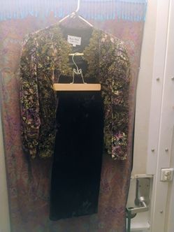 Vintage Nah Nah Collection Velvet & Metallic Skirt Suit - Size 14