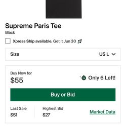 Supreme Paris Tee size Large 
