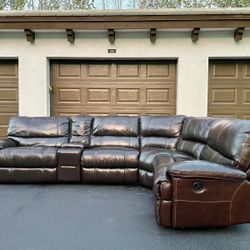 Sectional Couch/Sofa - Manual Recliner - Leather - Brown - Delivery Available 🚛