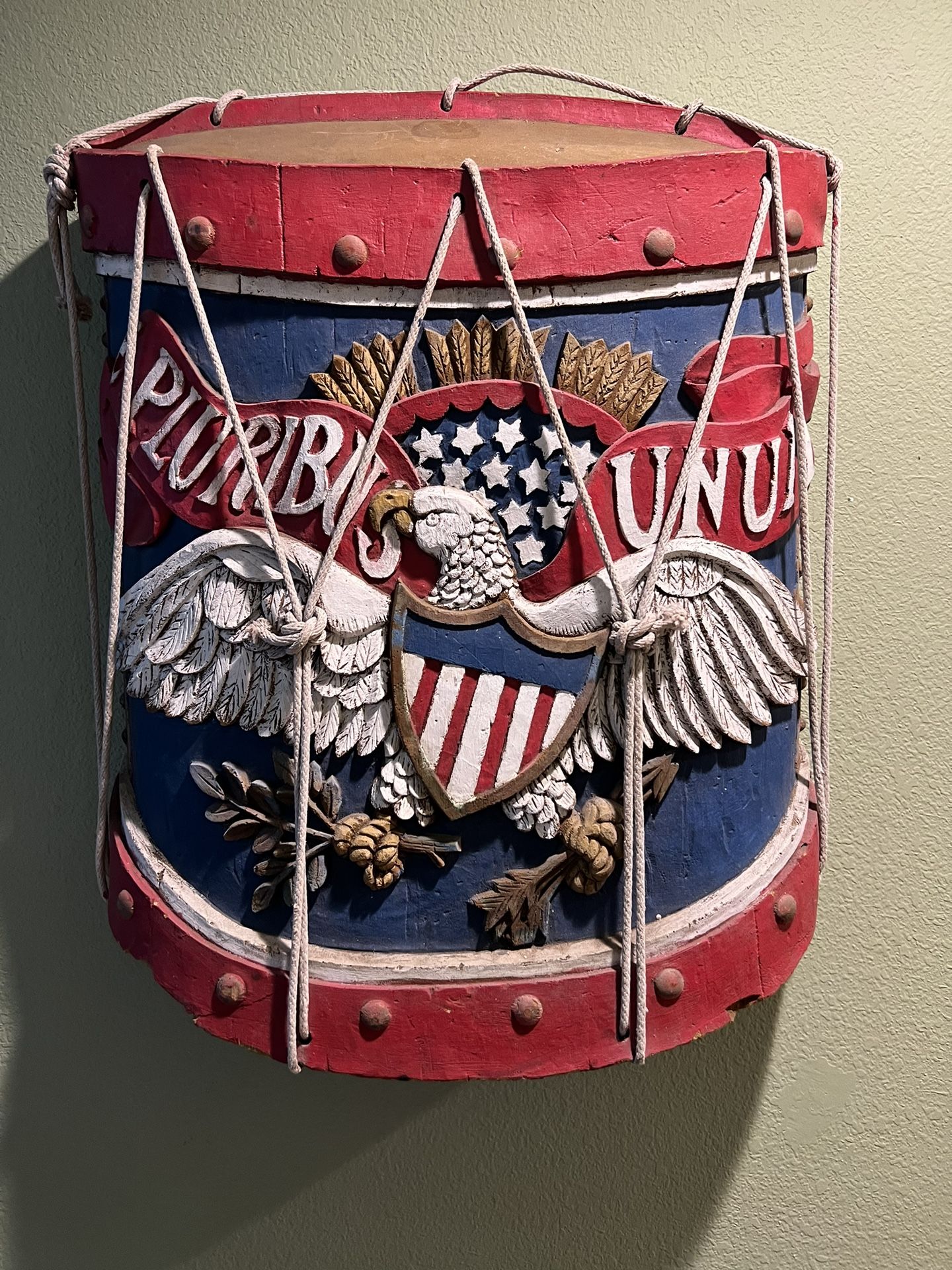 Vintage American Eagle Drum 3D Statue Vanguard Studios 1970’s Rare 25” Hx29” W