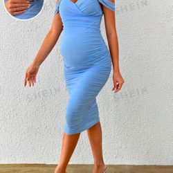 Light blue maternity dress