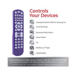 General Electric Ge 4-dev Remote Purple/pink Backlight