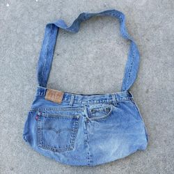 Vintage 70’s 80’s Levi’s 501 Upcycled Handmade Shoulder Purse Tote Bag Blue Denim  