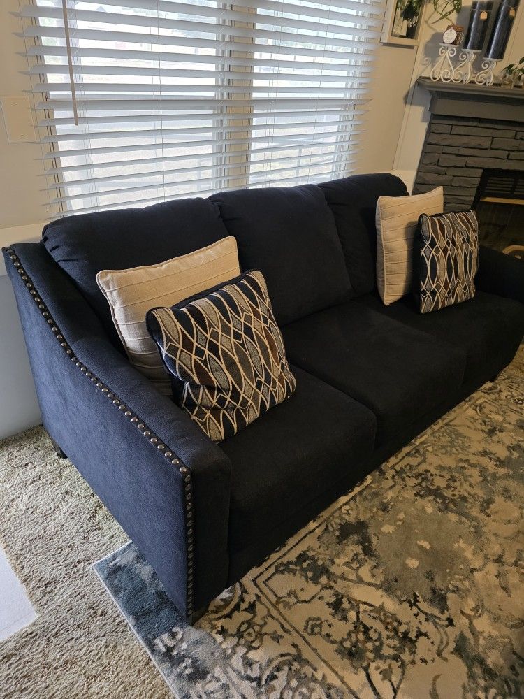 Navy Blue Couch, Loveseat & Ottoman