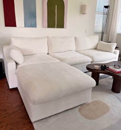 Ivory cloud couch sectional 121" reversible ottoman