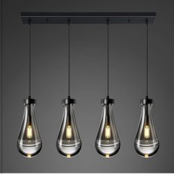 Brand New In The Box- Raindrop Pendant Lights Kitchen Island Teardrop Black Hanging Light Fixtures Clear Solid Glass Pendant Light Modern Chandeliers
