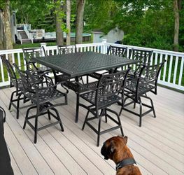 Premium 9-Piece Cast Aluminum High-Top Patio Dining Set