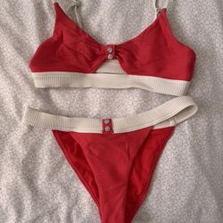 Topshop Red And White Bikini Set Size S