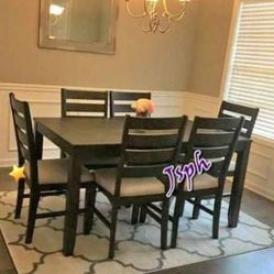 Brown Dining Table With 6 Chairs 🆕No Needed Credit Check 💛 $39 Down Payment with Financing