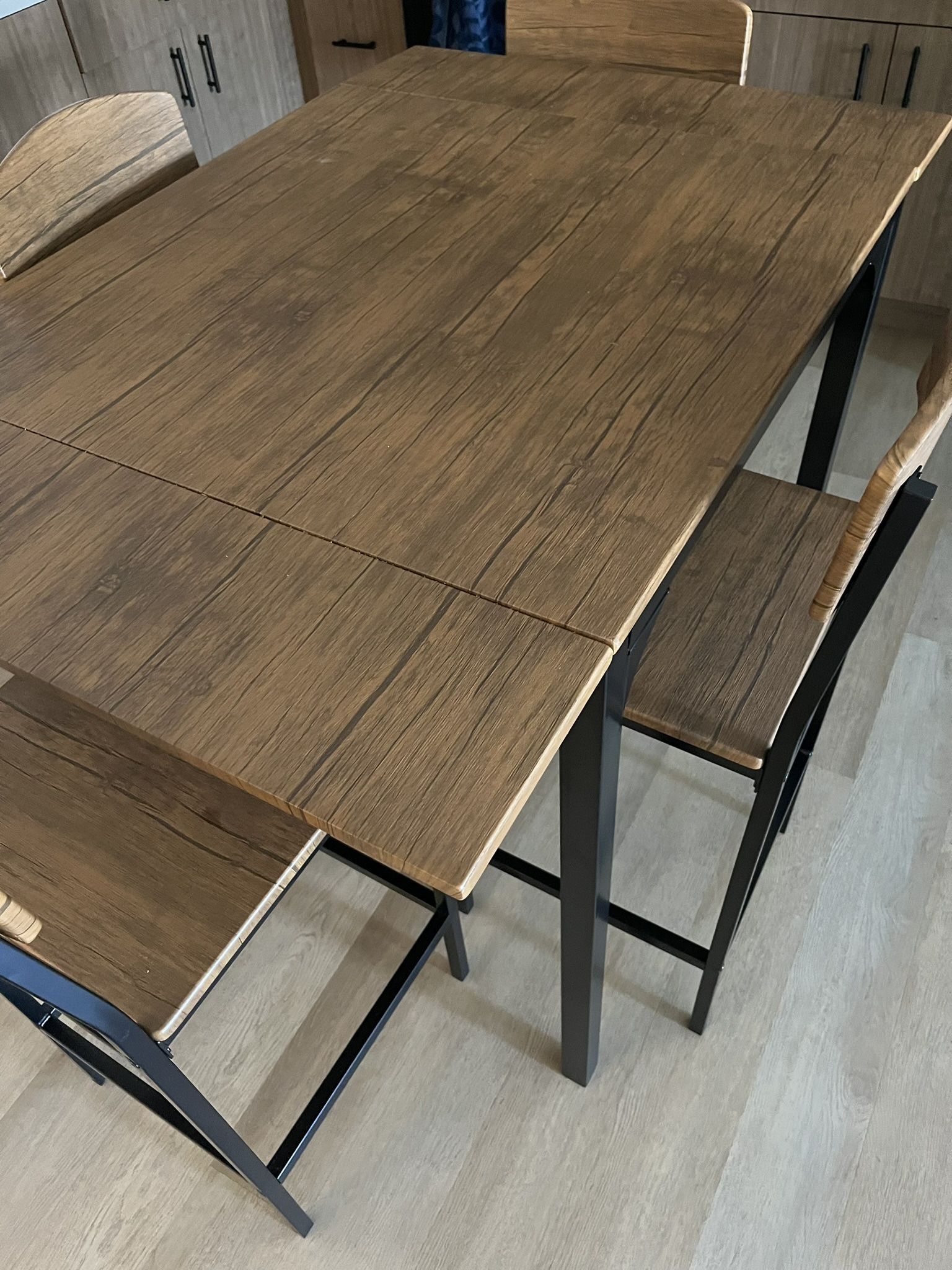 Modern 5-Piece Bar-Height Dining Set – Foldable Table + 4 Chairs - Brand New