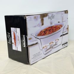 NEW Circleware Kitchen 2 Qt Oval Covered Casserole Buffet Server w/ Warming Rack