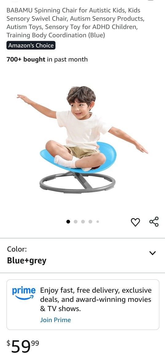 BABAMU Spinning Chair for Autistic Kids, Kids Sensory Swivel Chair, Autism Sensory Products, Autism Toys, Sensory Toy for ADHD Children, Training Body