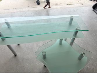 Glass Entryway Table w/End Table