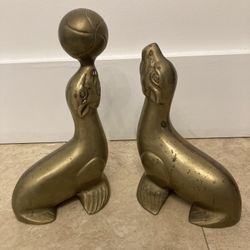 Vintage Brass Seal Bookends